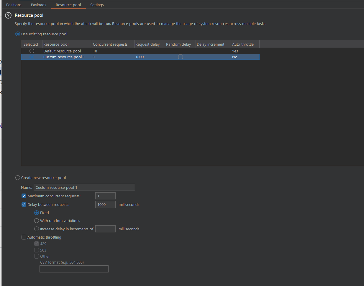 Burp Intruder의 Resource pool설정